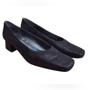 Stuart Weitzman Black Leather Slip On Heeled Shoes Size 5B